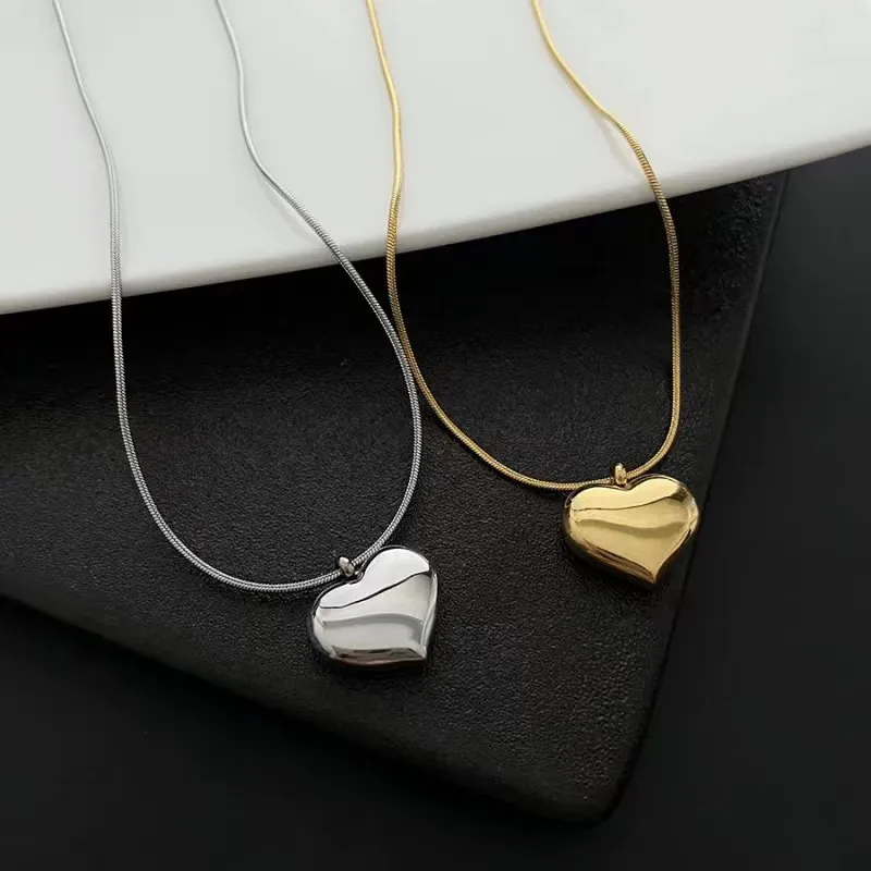 Colliers de mode en chaîne 2023 pour femme en acier inoxydable avec pendentif en forme de cœur et d'amour pour fille vierge, bijoux à maillons de chaîne couleur or_voghion.com