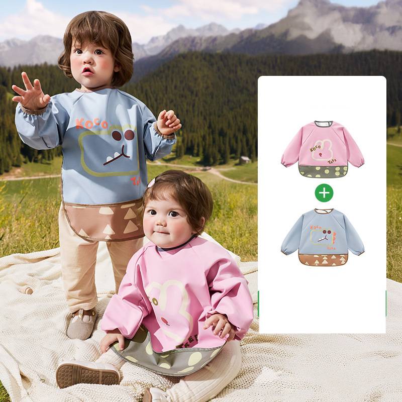 ​​Baby Feeding Bib With 3-in-1 Protection – Waterproof, Stain-Resistant & Soft Polyester Smock For Toddlers (1-3 Years,/Penguin Designs)​​_voghion.com