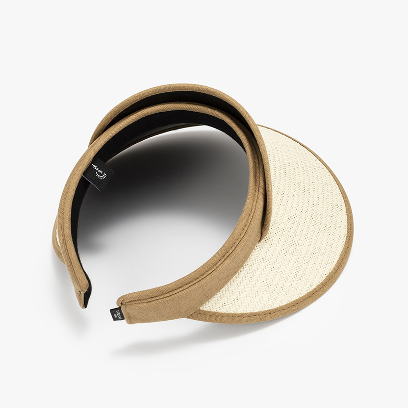 Κενό καπέλο με προστασία από την υπεριώδη ακτινοβολία, αναπνεύσιμο το καλοκαίρι, μεγάλο γείσο, υφαντό με άχυρο, ευέλικτη γυναικεία αντηλιακή ζελατίνα_voghion.com