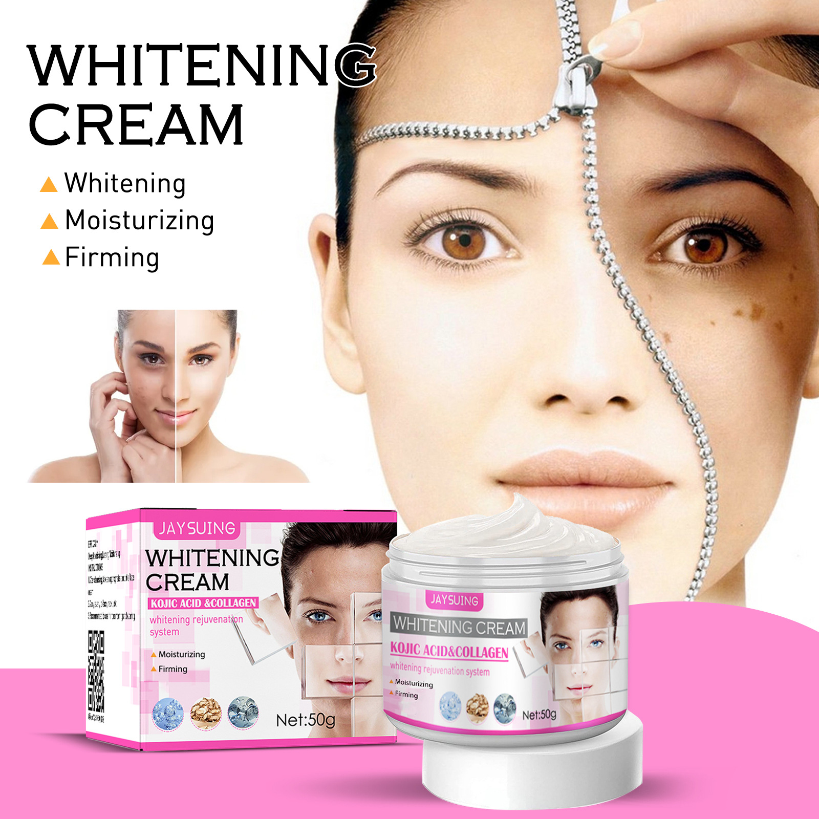 Jayswing ácido kójico rosto anti rugas hidratante clareando o tom da pele clareando manchas melanina creme rejuvenescedor_voghion.com