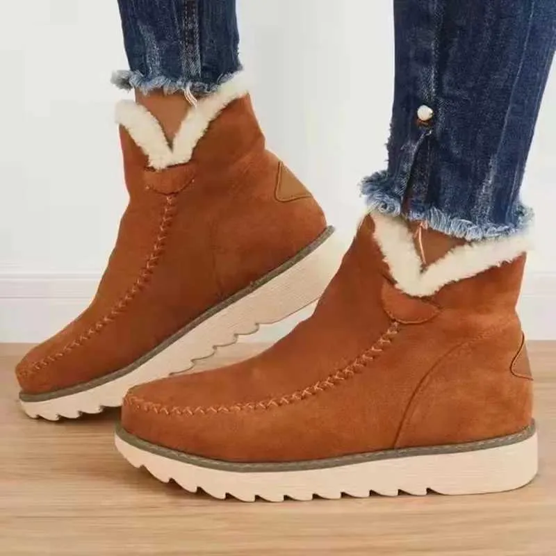 Frau Winter Mode Schnee Casual Leder Baumwolle Damen Stiefel kniehohe stiefel Plattform Schuhe botines mujer XW6.5_voghion.com