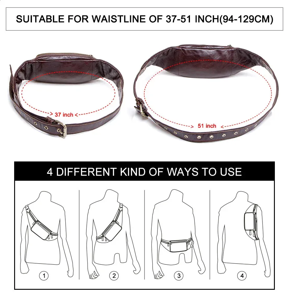 CONTACTS Rindsleder Herren Casual Kleine Gürteltasche für Handy und Kreditkarten Reise-Brusttasche 240829_voghion.com