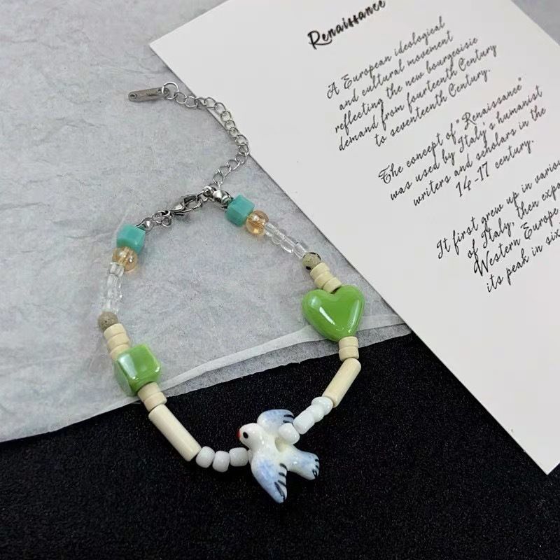 Braccialetti con perline Love Square Splicing per coppie e fidanzate, perline in ceramica, braccialetti con rondini portafortuna, design di nicchia,_voghion.com