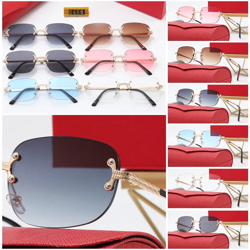 Occhiali da sole senza montatura alla moda per uomo e donna, occhiali da sole ovali stile casual business, montatura nera, classici_voghion.com