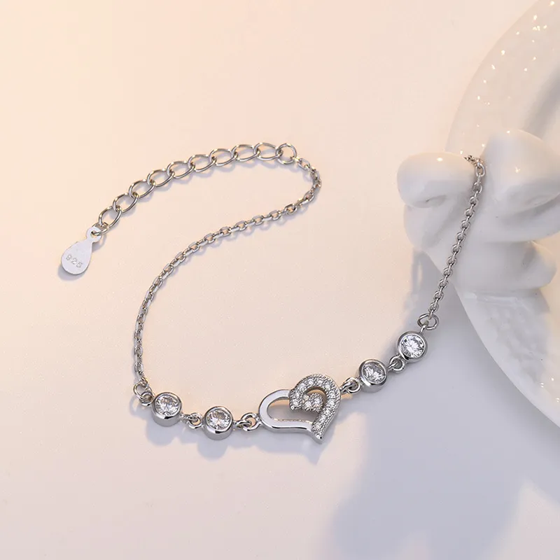 Corea Moda Nuovo Sterg Braccialetto Coreano Amore Cuore a forma di Argento Gioielli Regalo di Compleanno Fabbrica all'ingrosso_voghion.com