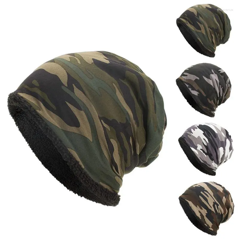 Baskenmützen Stilvolle Outdoor-Kappe Balaclava für Männer und Frauen Camouflage Baumwolle Plus Veet Hut Warm Herbst Winter Fahrrad_voghion.com
