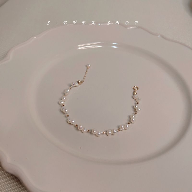 Natural Freshwater With Niche Design, Color Preserving Electroplated Bracelet, Hand Woven Fancy Pearl Bracelet_voghion.com