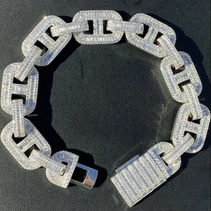 Mariner Link Chain With Moissanite Baguette Diamonds For Men_voghion.com