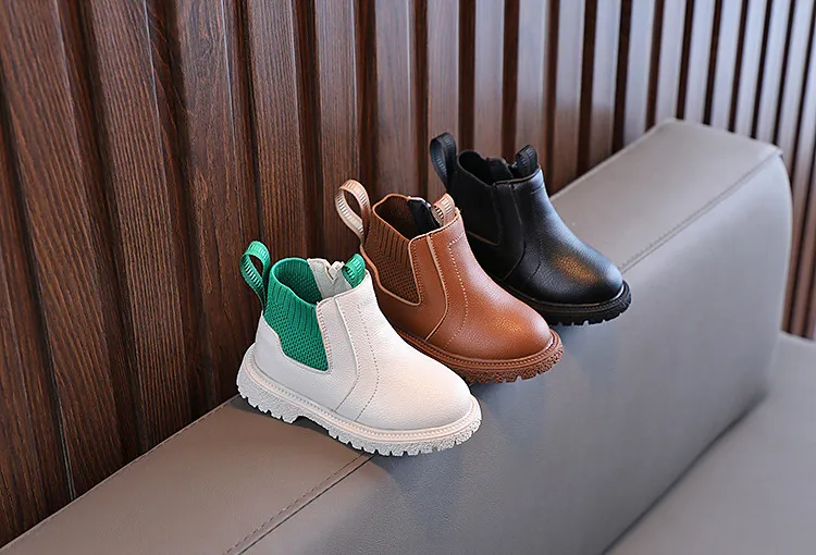 Kleinkind Winter Neue Kinder Dicke Warme Seite Zipper PU Leder Wasserdicht Kinder Schnee Stiefel Littlesprouts Jungen_voghion.com