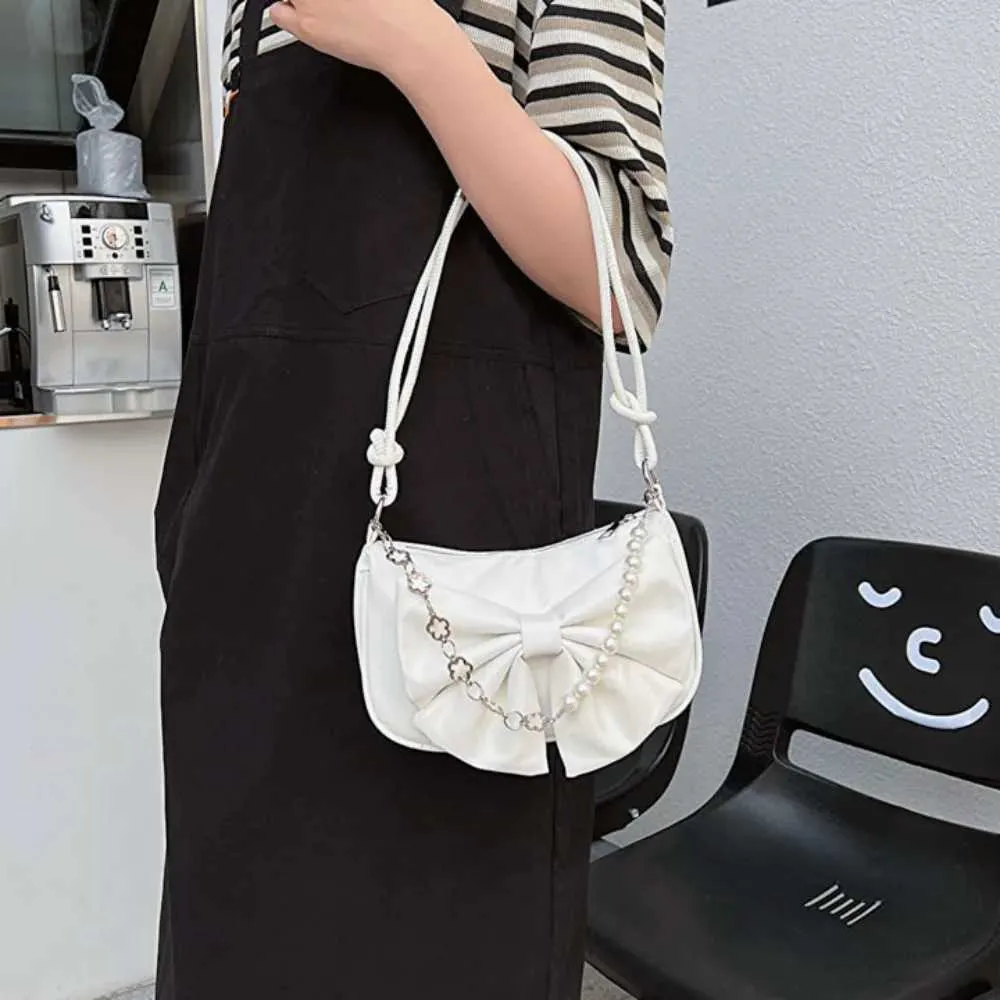 Mode perle bogen schulter achselhöhle täglichen pendeln lässige handtasche solide business tasche Y241123_voghion.com
