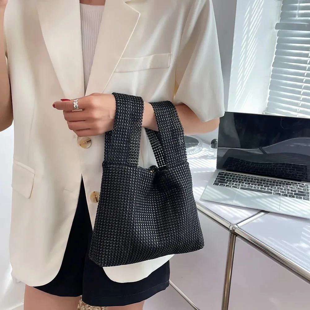 Sera per le donne piccola tote cristallo BG frizione borsa con manico superiore moda glitter signora cena festa borsa borse 241212_voghion.com