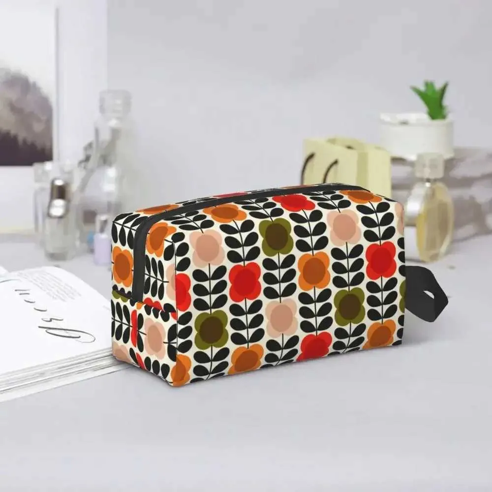 Tilpasset Orla Kiely Spot wer Tørret Gul Grå Dame Makeupæske med Stor Kapacitet Skønhedsopbevaringspose Y241023_voghion.com