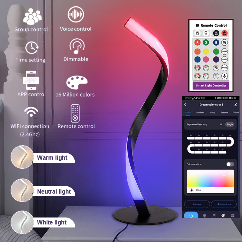 LED-spiraalne lauavalgusti loominguline LED-lamp akrüül-metall-valge soe valgusega laualamp elutoa lugemiseks kaunistuste jaoks_voghion.com