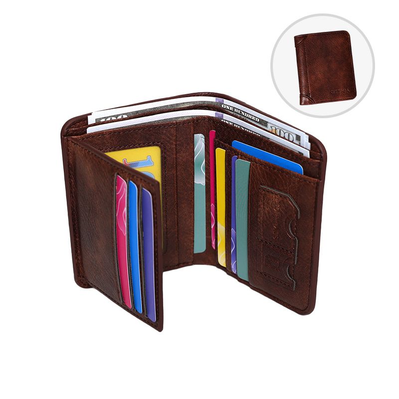 Herren Geldbörse High End Retro PU Kurze Herren Klappbare Kreditkartentasche Kann Münzgeldbörse Verstauen_voghion.com