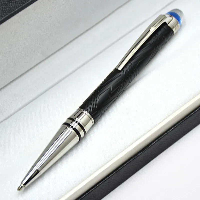 wholesale Wholesale Wholesale Luxury Monte Starwalk Blue Crystal Top Rollerball Pen Ballpoint Pen Metal Relief Barrel Office Writing Fountain Pens_voghion.com