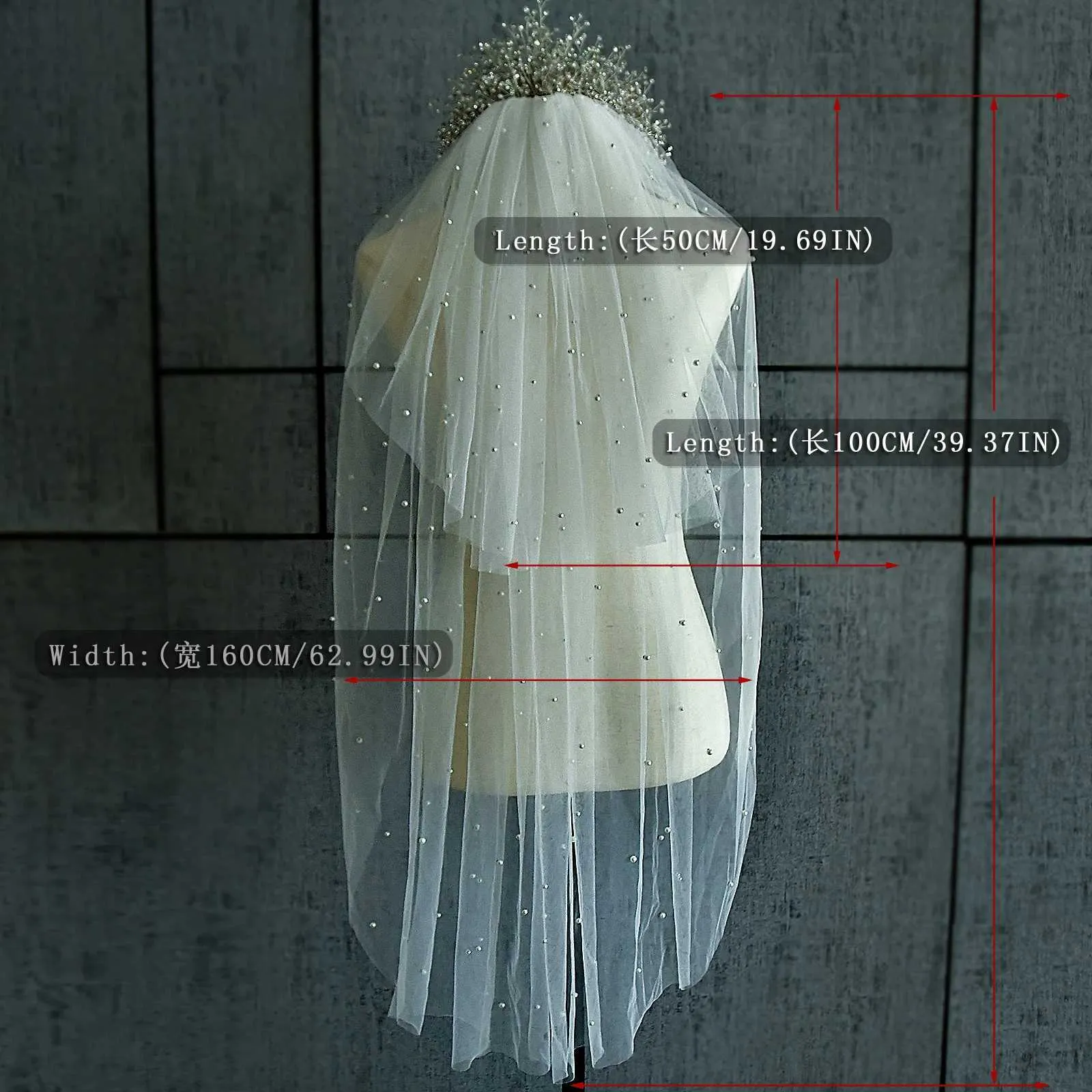 Gioielli MZA08 2 livelli per la sposa Perle Veli di perline Fard Velo da sposa con pettine Accessori per capelli da sposa_voghion.com