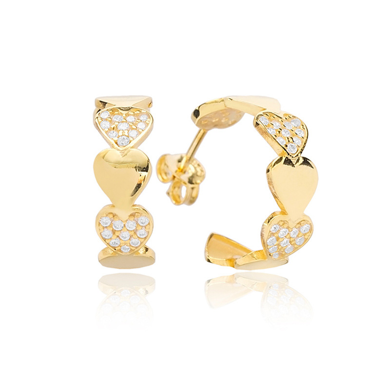 Women's Jewelry S925 Needle Love Five Pointed Star Diamond Earrings Female Fashion Versatile Cute Design Earrings