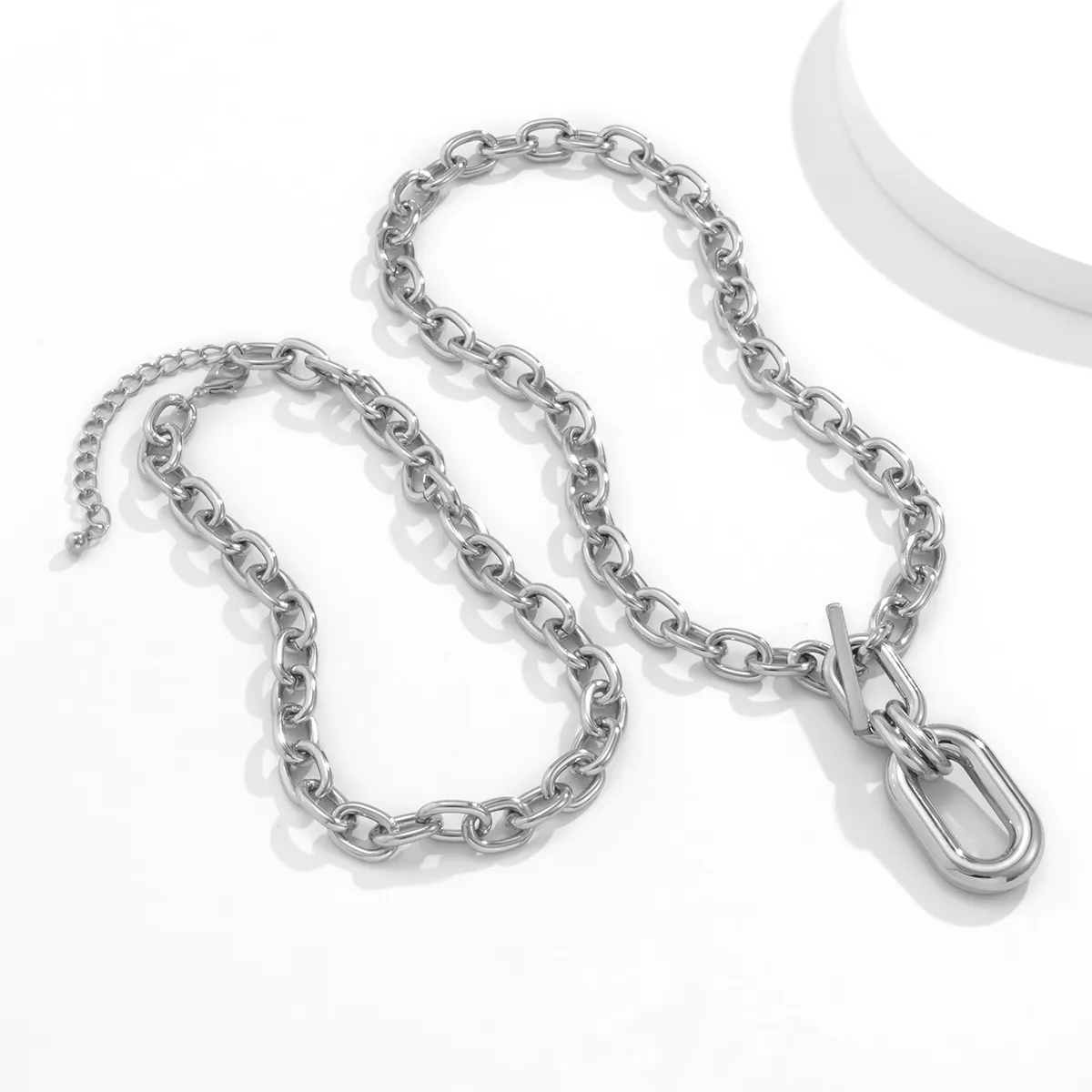 Multi-layered Pendant Necklace Gold Tone Geometric Hip Hop Style_voghion.com