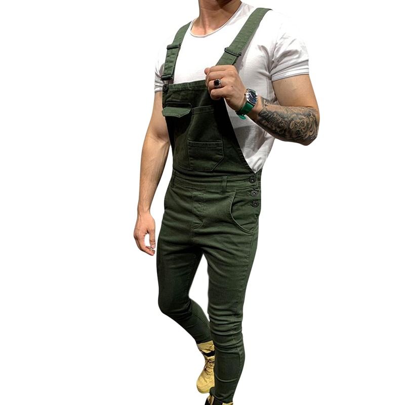 Jeans Denim Latzhose Latzhose Overalls Herren Jumpsuits Cargo Arbeitshose Übergröße Herren Casual Moto Biker Hose_voghion.com