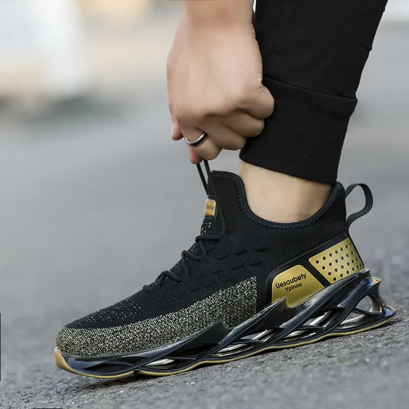Neue Casual Sportschuhe Koreanische Version Trend Sneakers Mode Fliegen Weben Klinge Sohle Trainning Wanderer Läufer Gold_voghion.com