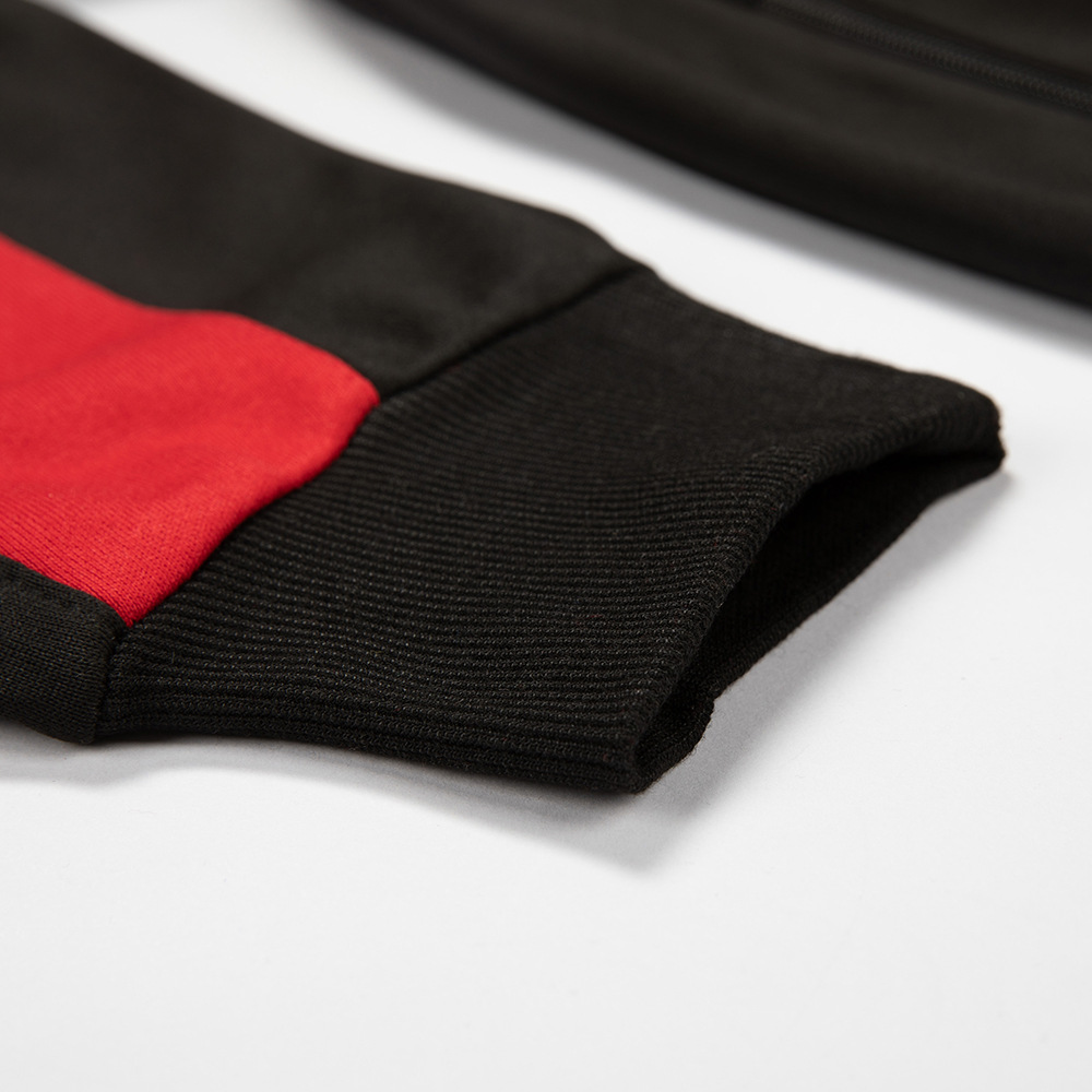 Lässiges zweiteiliges Set für Herren mit Farbkontrast, Strickjacke und Kapuze, Trainingsanzug in Übergröße_voghion.com