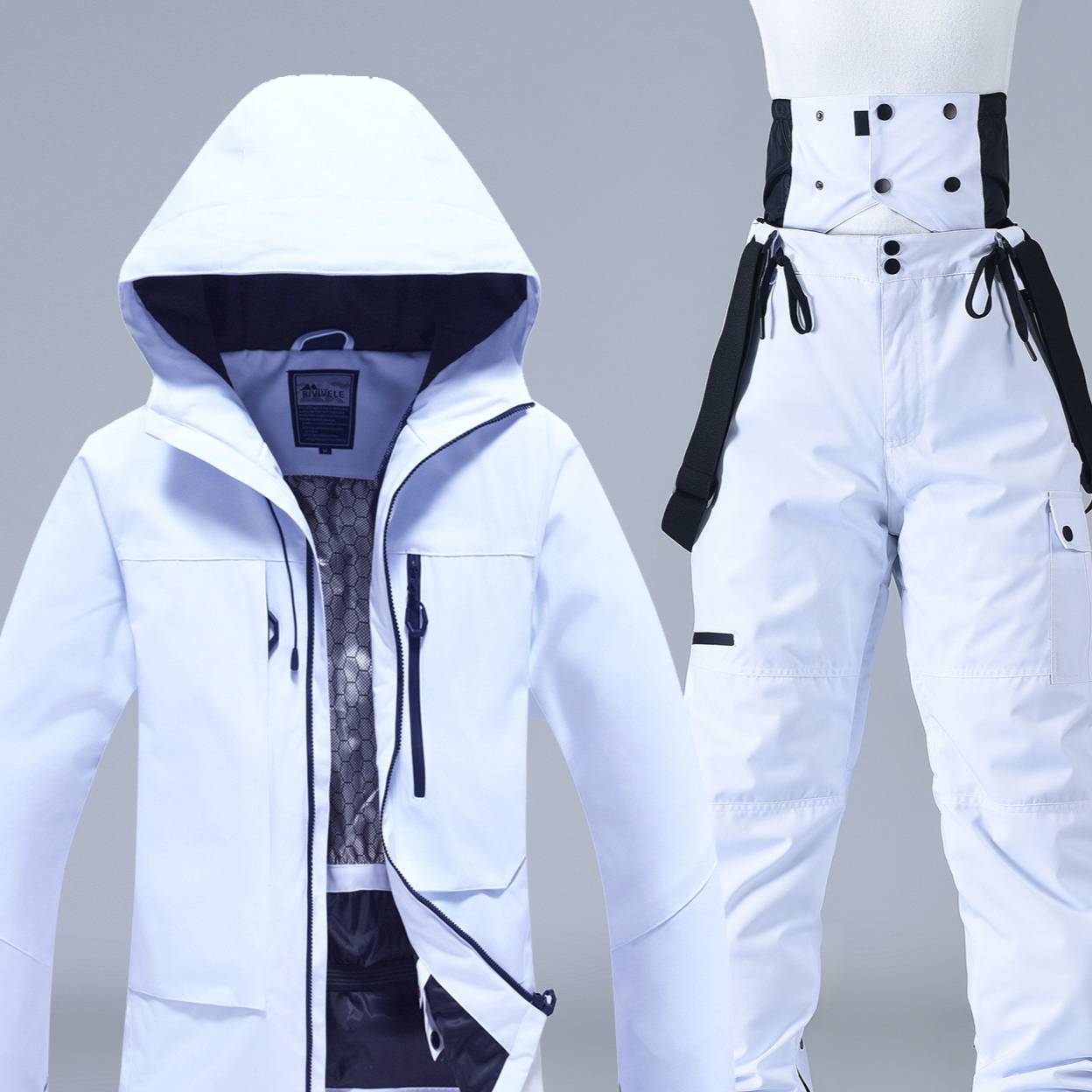 Tüm Mevsim Kayak Kıyafeti Seti - Rüzgar Geçirmez ve Su Geçirmez Kar Giysisi (Termal Pamuklu Astar, Nefes Alabilir Polyester, Erkekler ve Kadınlar İçin Ayarlanabilir Askılar)_voghion.com