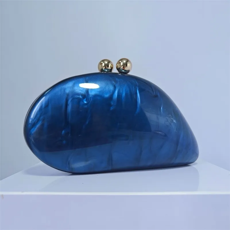 Acryl muschelform handtasche frauen abendgesellschaft niedliche perle ei geldbörse blau handtasche großhandel 240827_voghion.com