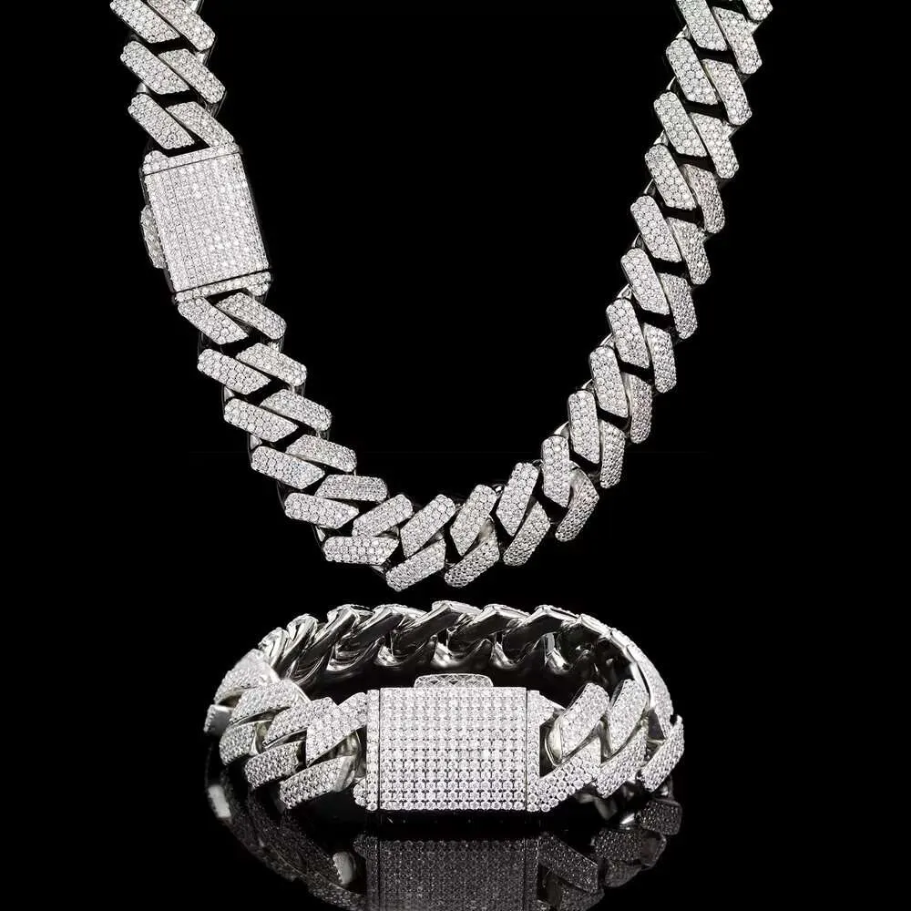 Designer Fashion Cubaanse Link Chain Pass Moissanite Diamant Tester Miami Hip Hop Sieraden VVS Steen Glanzend 3 Rijen Mannen Vrouwen_voghion.com