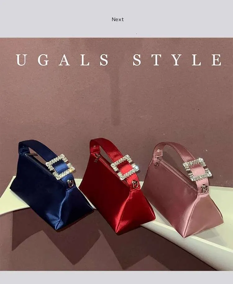 Moda Satin Square Glitter Rhies Dia Sera Donna Borsa a mano Festa di nozze Pochette Borsa a tracolla Street Dressing_voghion.com