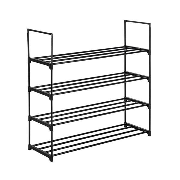 Schuhregal mit 13 Rohren und 4 Ebenen – Platzsparendes, stapelbares Design, für 15 Paar (90 x 30 x 65 cm, Schwarz) – Ideal für Eingangsbereich, Kleiderschrank und Wohnheim_voghion.com
