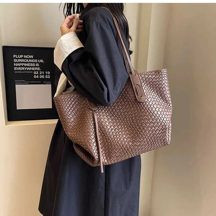 Borse a mano di grande capacità per le donne 2023 inverno PU pelle tendenza moda borsa a tracolla laterale vintage shopper shopping ufficio_voghion.com