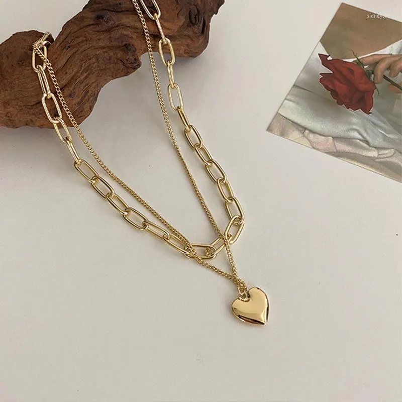 Colliers pendentifs Collier couleur or Chaîne de pull hip-hop Amour Long multicouche pour femmes Bijoux de mode Pendentif_voghion.com