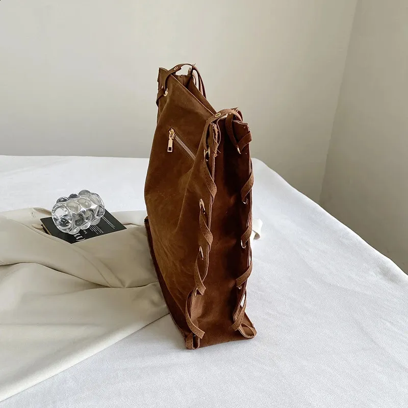 Ladies Handbags Brown Bags Tote Suede Leather Shoulder Women Top Handle Bag Female Sac A Main 240924_voghion.com