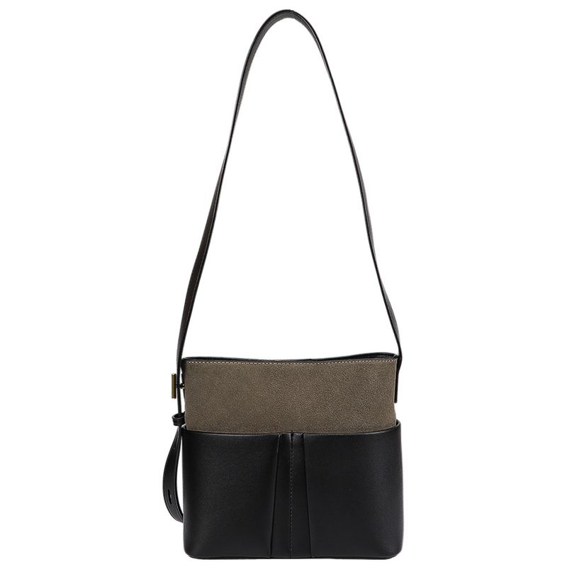URBAN MASTER Matte Kontrast Farbe Unterarm Taschen für Frauen Echtes Kuh Leder Schulter Crossbody Tasche Eimer Commuter_voghion.com