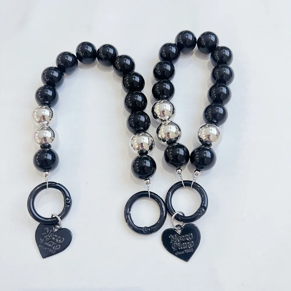 INS Fashion Beaded Lanyard Anti-Lost Bracelet For Mobile Case Wrist Strap Car Keychain Cute Phone Charm_voghion.com