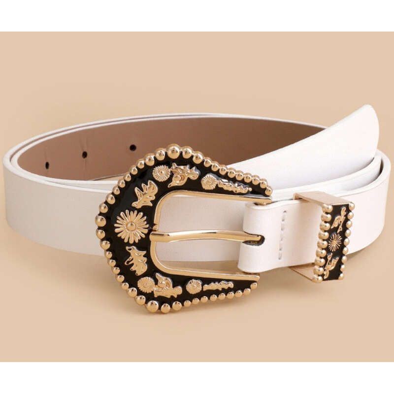 New Women's Needle Buckle Belt Black Decorative Carved Punk Style Jeans With Eye Bags For Women_voghion.com