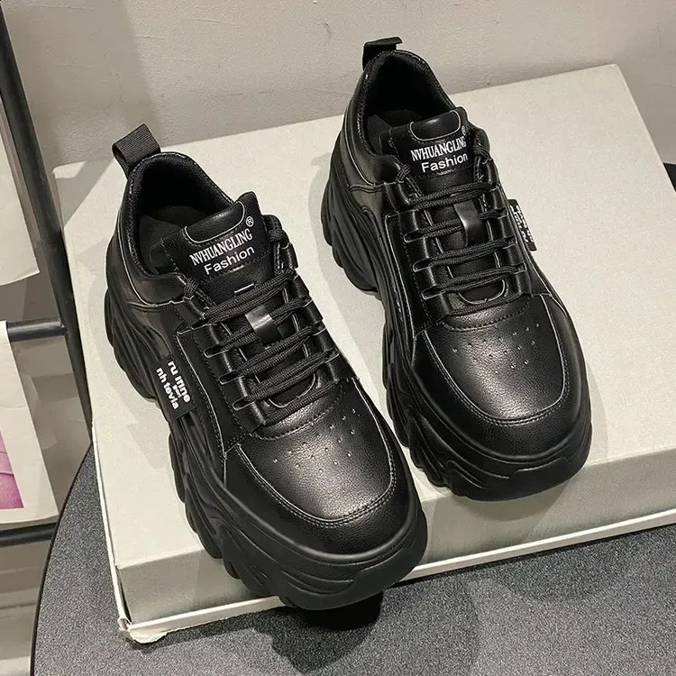Sneakers platform donna bianco e nero scarpe primavera autunno_voghion.com