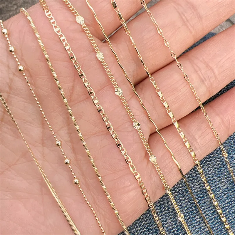 Hochwertige vergoldete Halskette Bulk Lot 18 Zoll 20 Zoll Rolo Curb Figaro Schmuck Kette Halskette Großhandel_voghion.com