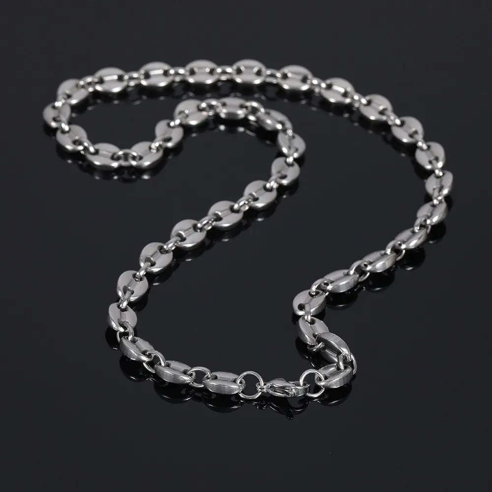 18-24inch Hip Hop Handcuffs Shape Stainless Steel Gold Plated Coffee Beans Chain Necklace_voghion.com