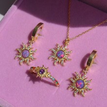 Genuine gold electroplated ins style colored zircon inlaid with protect you amulet pendant necklace_voghion.com