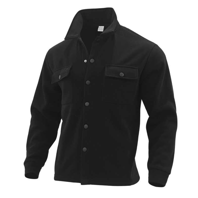 2024 Winter casual men's plush lapel top single breasted solid color slim fit jacket outer_voghion.com