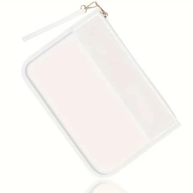 1 organizer da viaggio in PVC impermeabile per il trucco con cerniera, borsa da toilette trasparente, portafoglio e snack Y241023_voghion.com