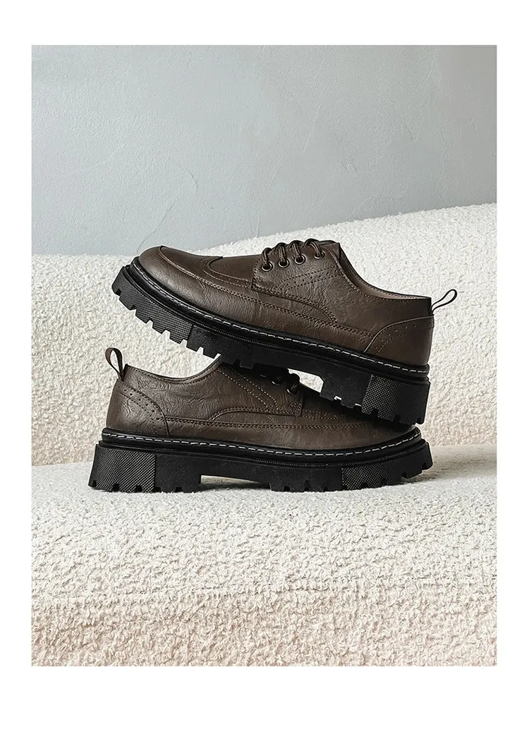 STRONGSHEN Heren Casual Leren Dikke Zool Formele Mode Handgemaakte Brogue Zakelijke Schoenen Oxford Atos Hombre 240614_voghion.com