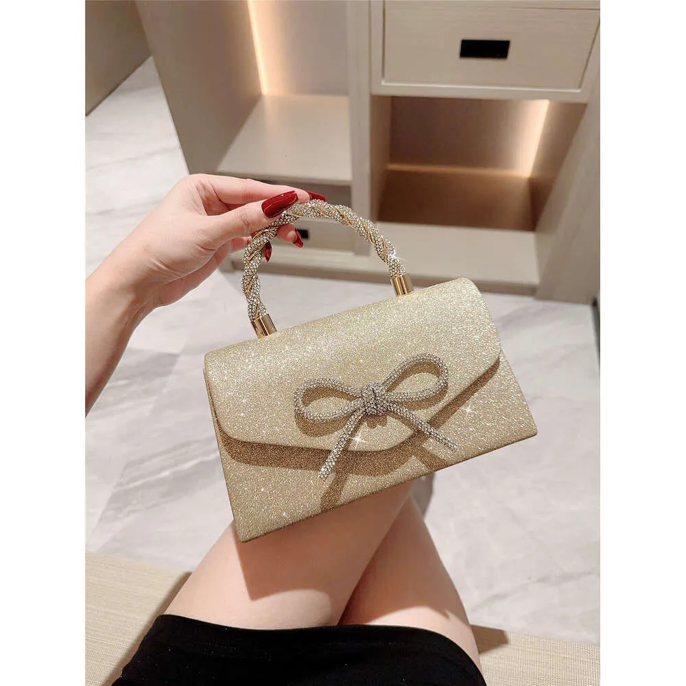 Robe de soirée Pochette polyvalente européenne et américaine Sac à bandoulière pour célébrités Mode Dia Bow Chain Bag_voghion.com