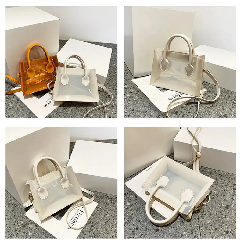 Mode PVC Zipfel Frauen Transparente Handtasche Dame Telefon Geldbörse Sommer Strand Klare Umhängetaschen 240826_voghion.com