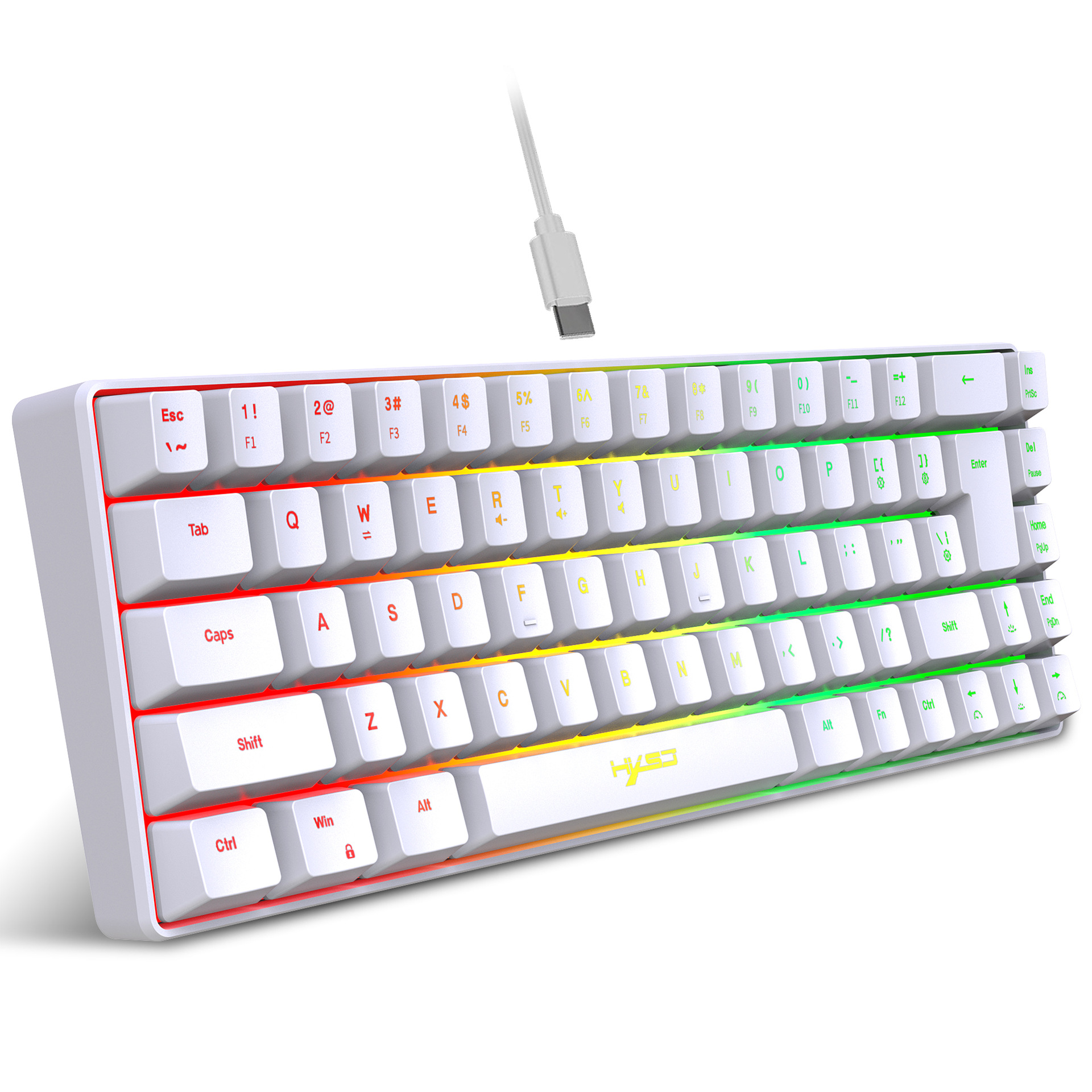 Teclado mecánico portátil con cable y 68 teclas, con retroiluminación RGB y material ABS