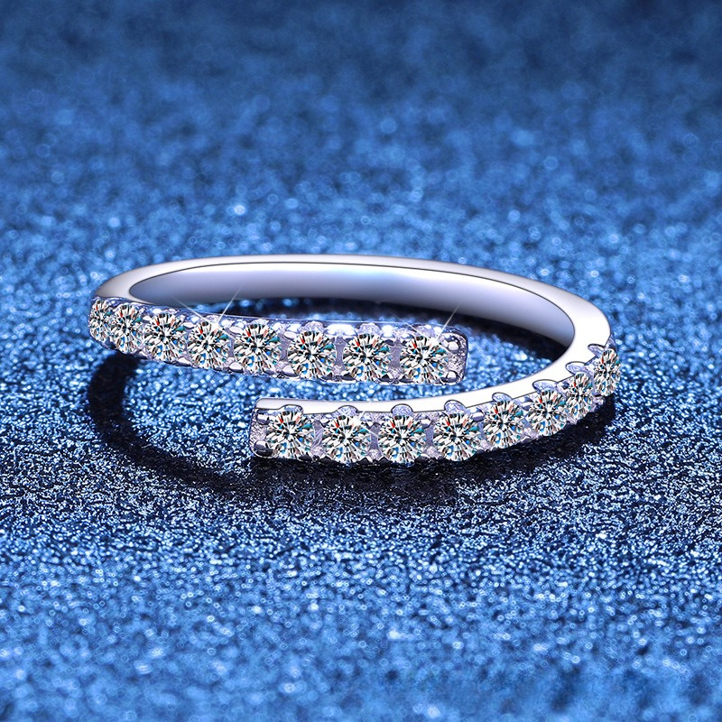 Moissanite Ring Fashionable Personality Simple Diamond Ring Female Moissanite Ring Opening