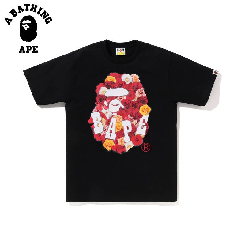 A BATHING APE Rose Ape Head Printed Men’s Short Sleeved T-shirt