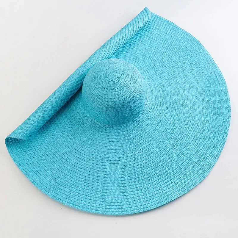 Foldable Women Oversized Ppy Straw Hat 70cm Diameter Large Brim Summer Sun Hats Panama Travel Beach Wholesale 240619_voghion.com
