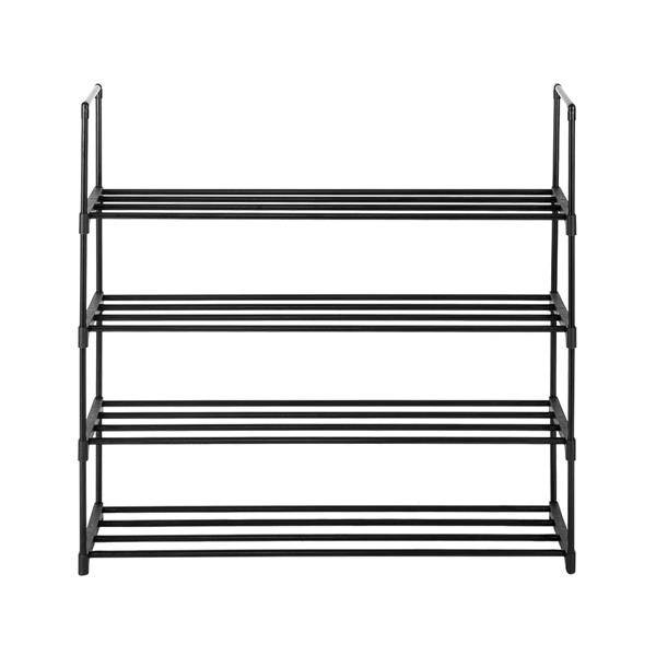 Schuhregal mit 13 Rohren und 4 Ebenen – Platzsparendes, stapelbares Design, für 15 Paar (90 x 30 x 65 cm, Schwarz) – Ideal für Eingangsbereich, Kleiderschrank und Wohnheim_voghion.com